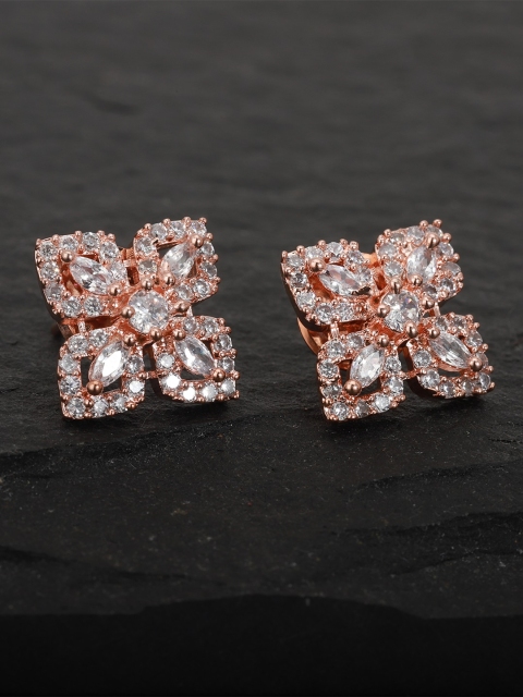 

Carlton London Rose Gold-Plated CZ Floral Handcrafted Studs