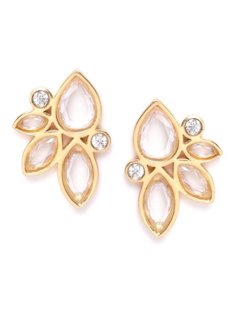 

Carlton London Gold-Plated Stone-Studded Classic Drop Earrings