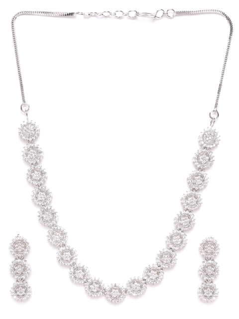 

Carlton London Silver-Plated Rhodium-Plated AD-Studded Handcrafted Jewellery Set