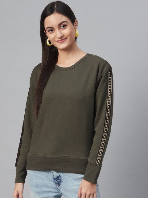

Marks & Spencer Women Olive Green Solid Sweatshirt