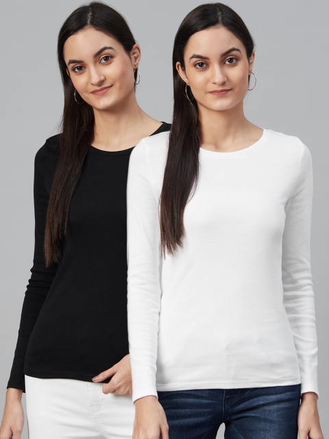 

Marks & Spencer Women Pack of 2 Solid T-Shirts, Black