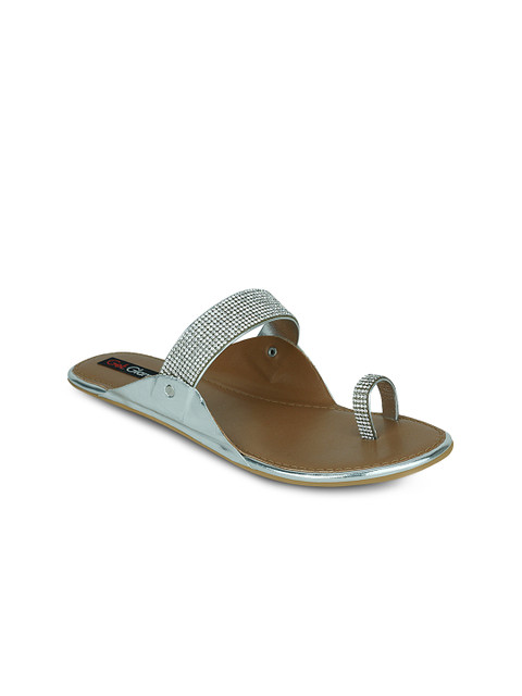 

Get Glamr Women Silver-Toned Embellished Flats