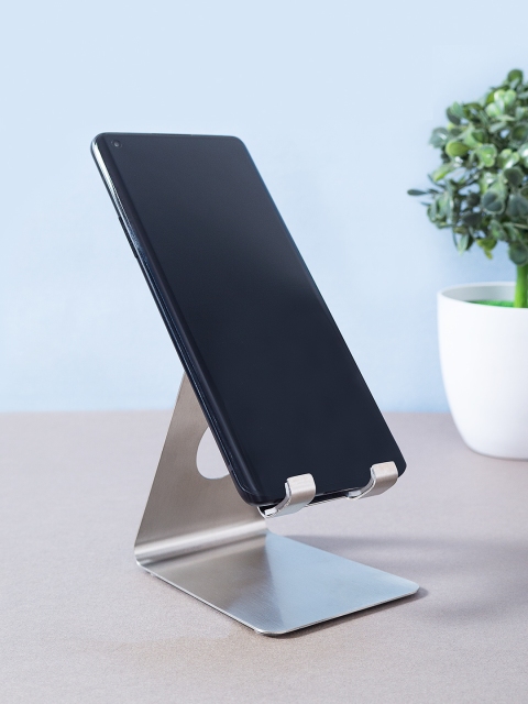 

Golden Peacock Silver-Toned Aluminium Smart Phone Stand Holder