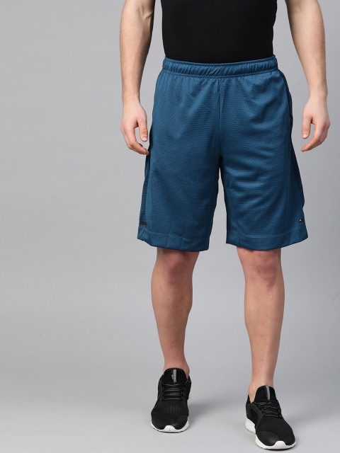 

Alcis Men Teal Blue & Black Woven Design Regular Fit Sports Shorts