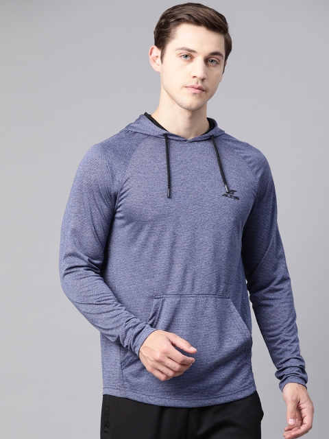 

Alcis Men Navy Blue Self Design Hood Sports T-shirt