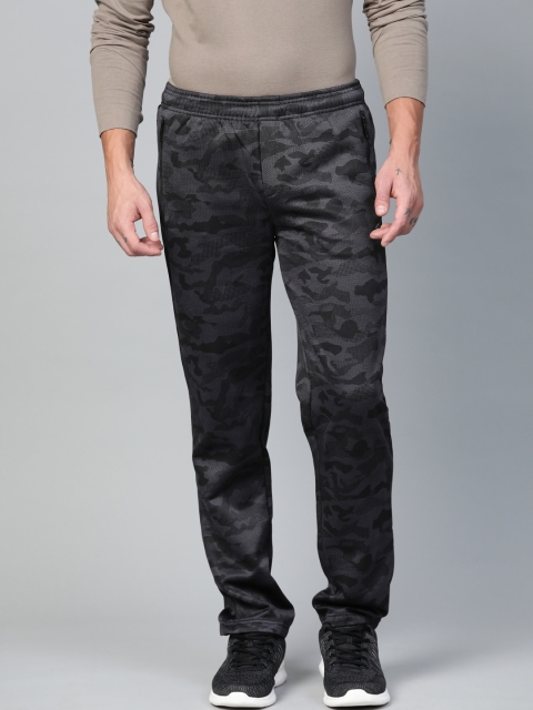 

Alcis Men Black & Charcoal Grey Camouflage Print Track Pants