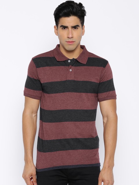 

Fox Burgundy & Navy Striped Polo T-shirt