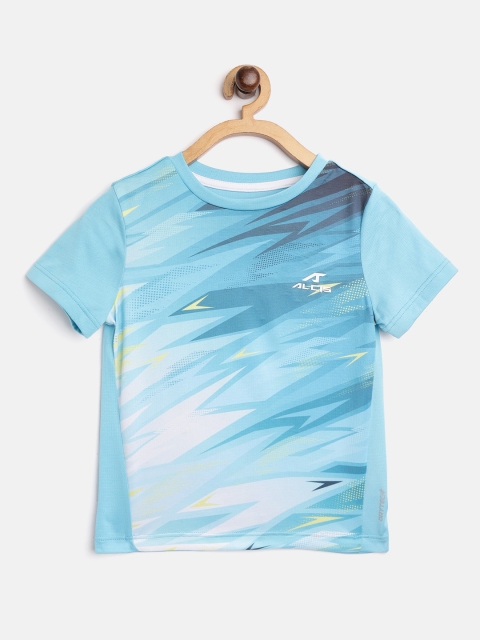 

Alcis Boys Blue & White Printed Round Neck Sports T-shirt