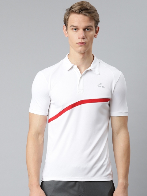 

Alcis Men White & Red Striped Polo Collar T-shirt