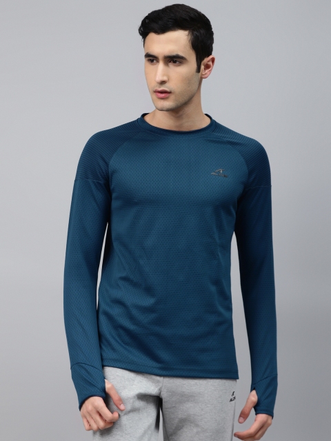 

Alcis Men Teal Blue Self-Design Round Neck Training T-shirt