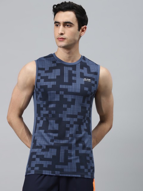 

Alcis Men Blue Printed Round Neck T-shirt