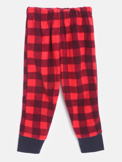 

CrayonFlakes Girls Red & Navy Blue Checked Lounge Joggers