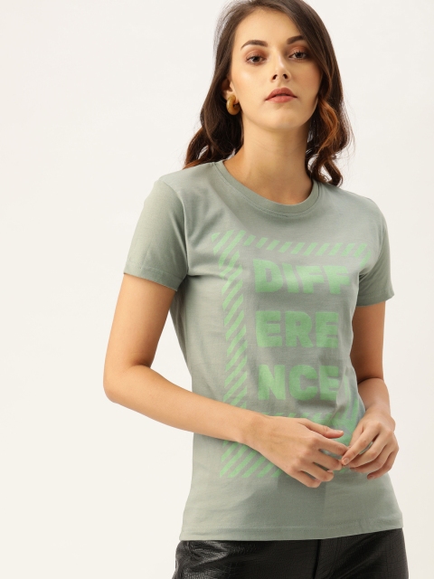 

Difference of Opinion Women Grey Printed Round Neck Pure Cotton T-shirt