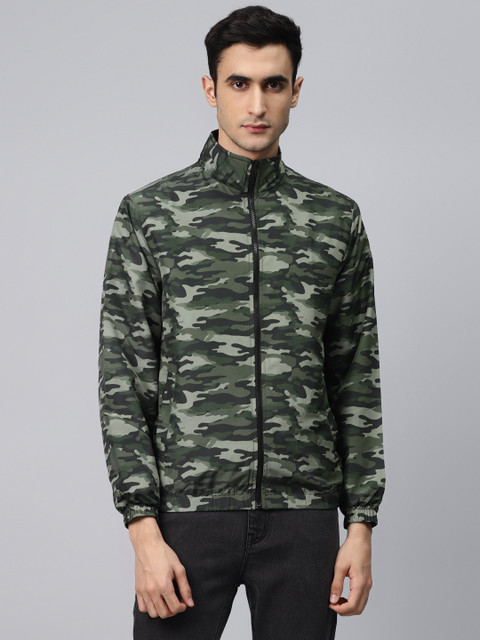 

Hubberholme Men Black & Green Printed Windcheater and Water Resistant Tailored Jacket