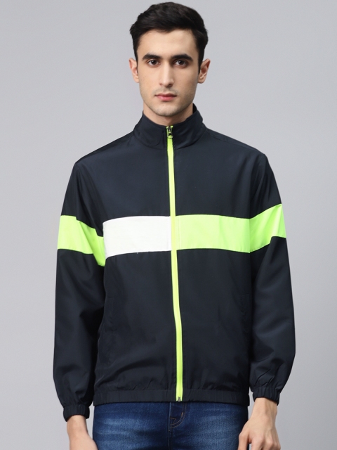 

Hubberholme Men Navy Blue Colourblocked Windcheater & Water Resistant Jacket