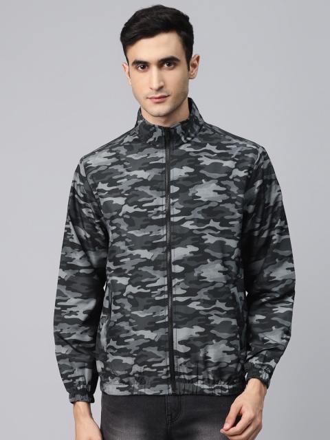 

Hubberholme Men Black Camouflage Printed Windcheater and Water Resistant Tailored Jacket