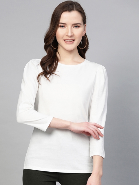 

DOROTHY PERKINS Women White Solid Round Neck Organic Cotton T-shirt
