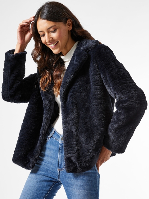 

DOROTHY PERKINS Women Navy Blue Solid Parka Coat
