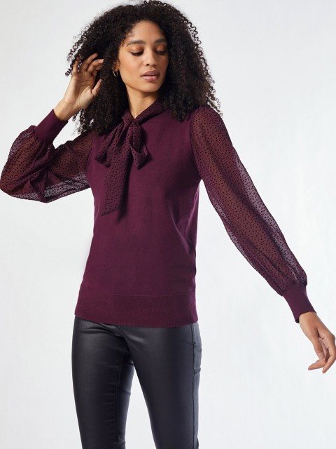 

DOROTHY PERKINS Women Wine-Coloured Solid Top, Burgundy