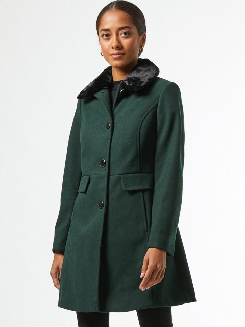 

DOROTHY PERKINS Women Green Solid Petite Hip-Length Parka Coat