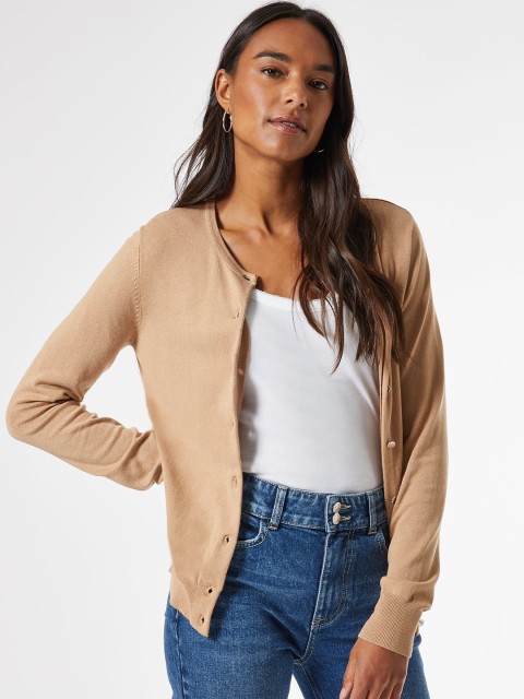 

DOROTHY PERKINS Women Beige Sustainable Solid Cardigan Sweater