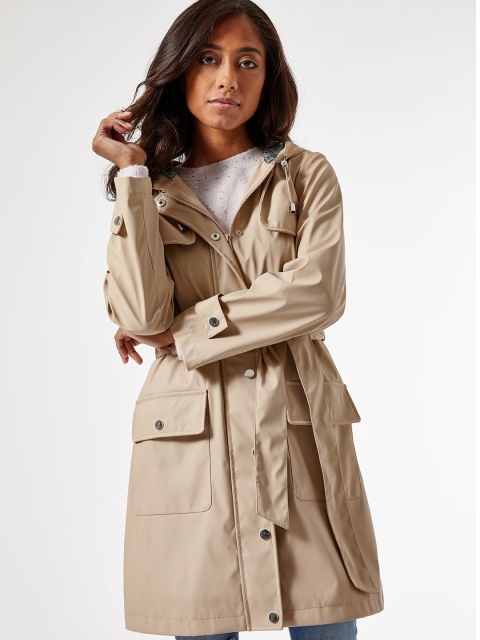 

DOROTHY PERKINS Women Beige Solid Petite Fit Longline Duster Jacket