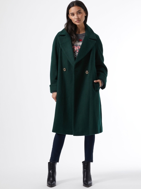 

DOROTHY PERKINS Women Green Solid Petite Overcoat