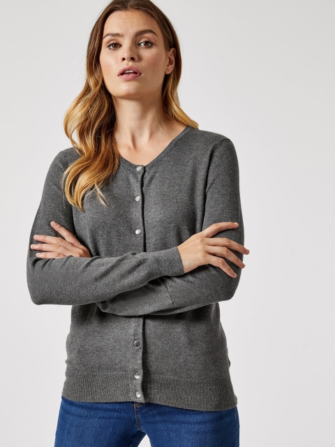 

DOROTHY PERKINS Women Charcoal Grey Sustainable Solid Cardigan Sweater