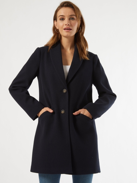 

DOROTHY PERKINS Women Navy Blue Solid Overcoat
