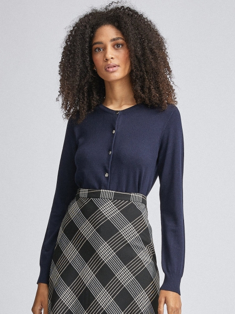 

DOROTHY PERKINS Women Navy Blue Solid Cardigan Sweater
