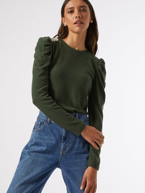 

DOROTHY PERKINS Women Olive Green Solid Winter Top