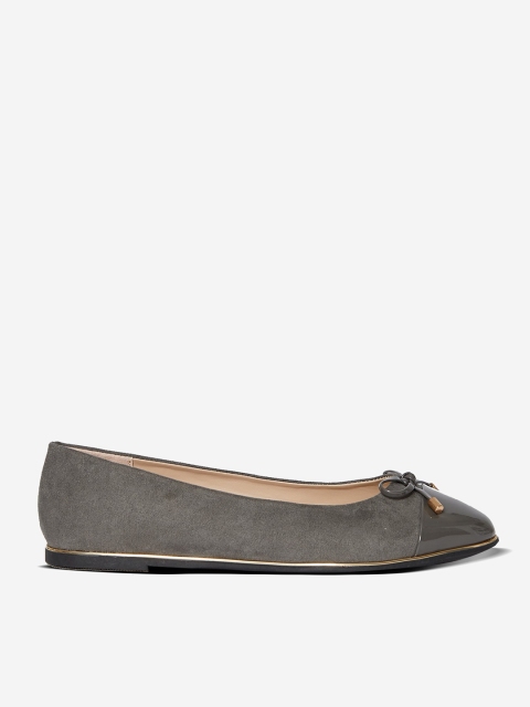 

DOROTHY PERKINS Women Charcoal Grey Solid Ballerinas with Bow Detail