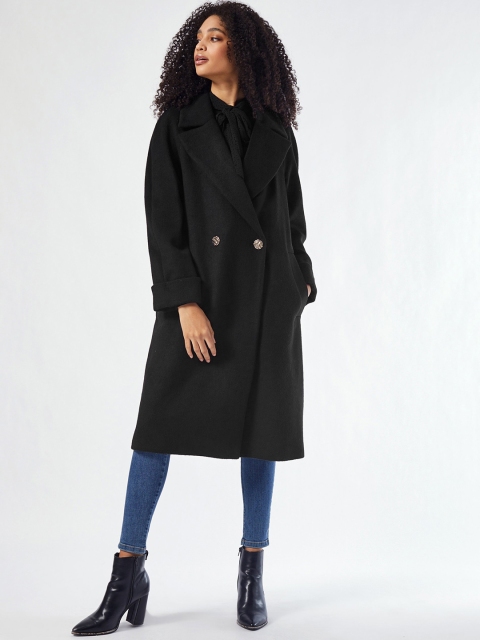 

DOROTHY PERKINS Women Black Solid Longline Over Coat