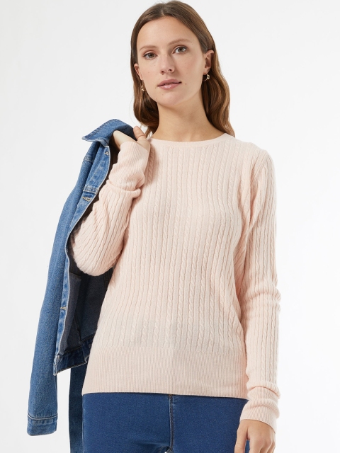 

DOROTHY PERKINS Women Pink Cable-Knit Self-Design Pullover Sweater