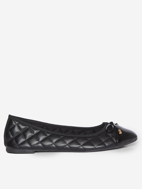 

DOROTHY PERKINS Women Black Solid Quilted Ballerinas with Bow Detail