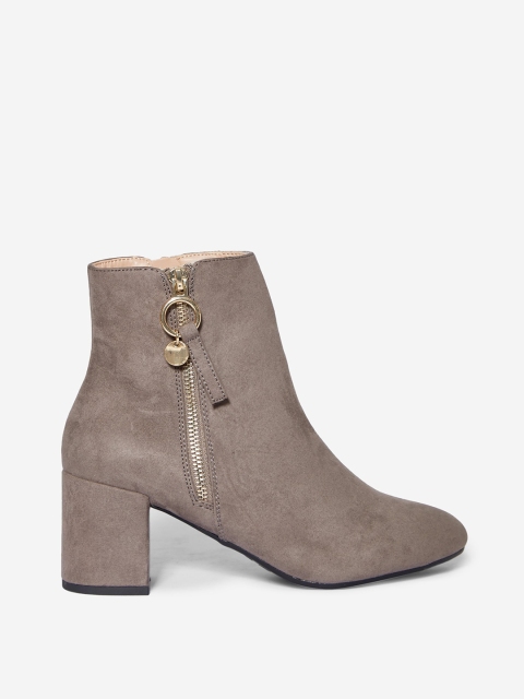 

DOROTHY PERKINS Women Charcoal Grey Solid Mid-Top Heeled Boots