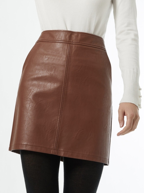 

DOROTHY PERKINS Women Brown Solid Mini A-Line Skirt