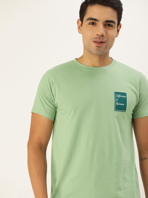 

Difference of Opinion Men Green Solid Round Neck Pure Cotton T-shirt