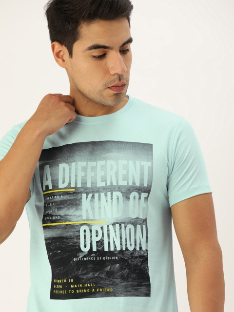 

Difference of Opinion Men Blue Printed Round Neck Pure Cotton T-shirt