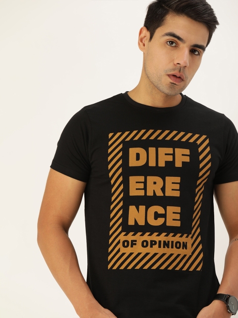 

Difference of Opinion Men Black Printed Round Neck Pure Cotton T-shirt