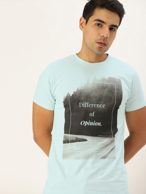 

Difference of Opinion Men Blue Printed Round Neck T-shirt