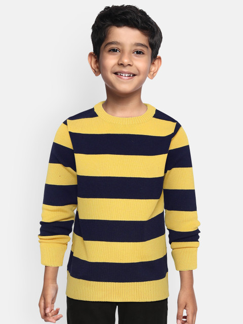 

GAME BEGINS Boys Yellow & Navy Blue Striped Pullover