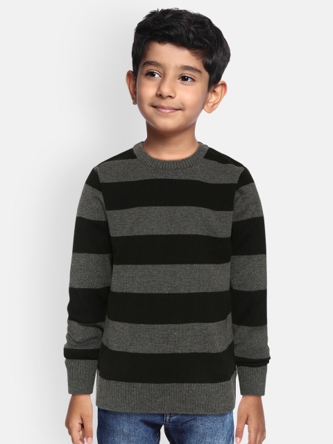 

GAME BEGINS Boys Black & Charcoal Grey Striped Pullover