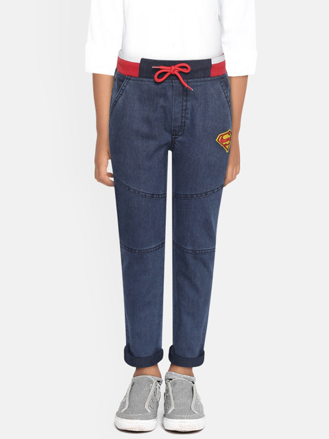 

GAME BEGINS Boys Navy Blue Cotton Regular Fit Solid Denim Trousers