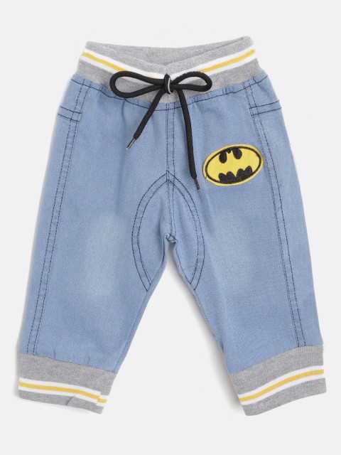 

GAME BEGINS Boys Blue Regular Cotton Fit Faded Denim Joggers