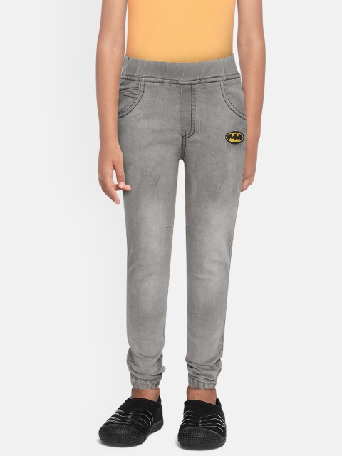 

GAME BEGINS Boys Grey Cotton Regular Fit Faded Denim Joggers