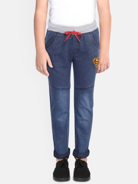 

GAME BEGINS Boys Navy Blue Regular Fit Faded Cotton Denim Trousers
