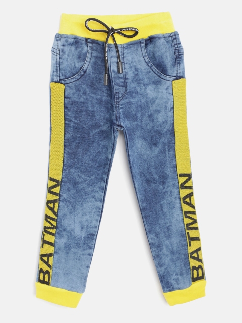 

GAME BEGINS Boys Blue Regular Fit Faded Cotton Denim Joggers