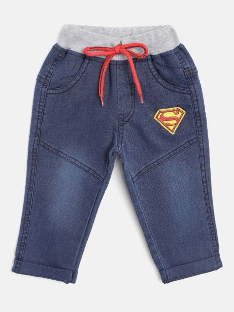 

GAME BEGINS Boys Navy Blue Regular Fit Faded Cotton Denim Trousers