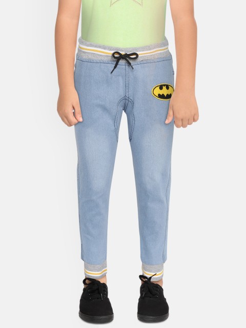 

GAME BEGINS Boys Blue Regular Fit Faded Cotton Denim Joggers